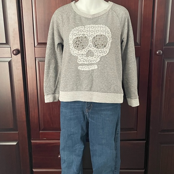 Rewind Beaded and Crochet Skull Sweatshirt - Picture 3 of 7